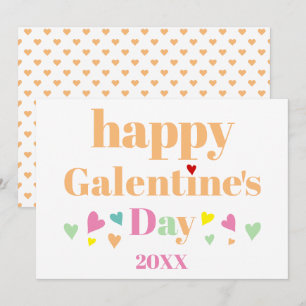 Peach typography Happy Galentines Day Holiday Card