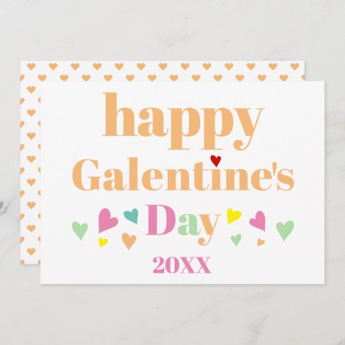 Peach typography Happy Galentines Day Holiday Card