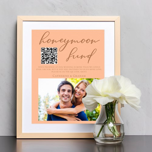 Peach Typography Wedding Photo Honeymoon Fund Poster