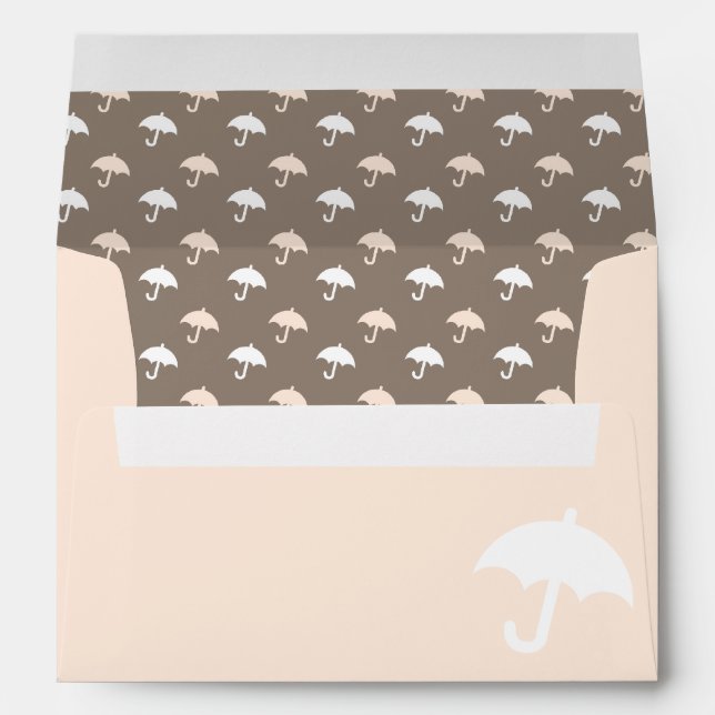 Peach Umbrella Baby Shower Envelope (Back (Bottom))
