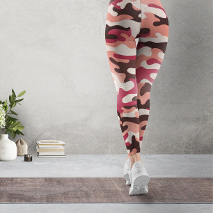 Peach Urban Camo Pink Brown Ruby Red Leggings