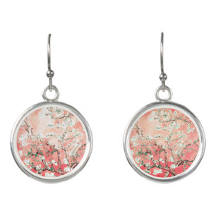 Peach Van Gogh Almond Blossoms Earrings