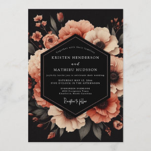 Peach Vesper Anemone Wedding Invitation