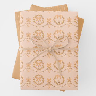 Peach Victorian Mistletoe and Wreath Gift Wrap