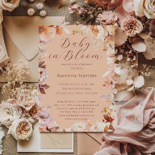 Peach Vintage Floral Fall Baby In Bloom Shower Invitation