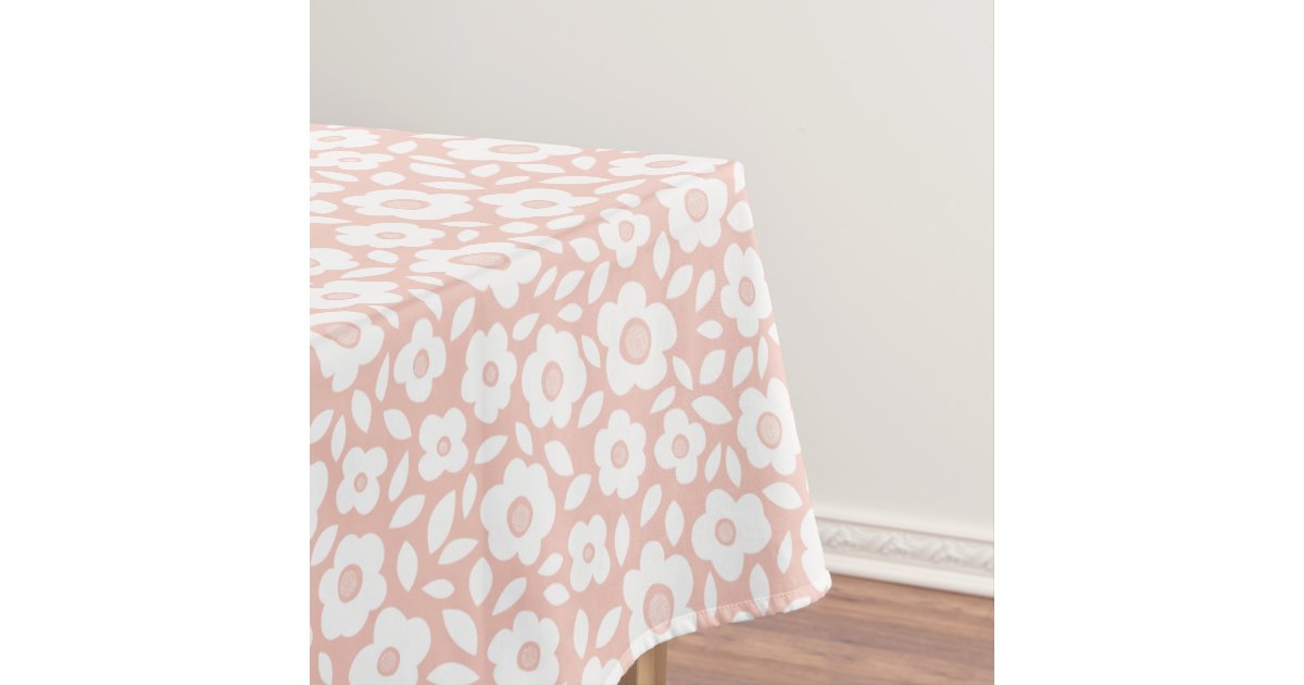 Peach Vintage Flower Cascade Tablecloth | Zazzle