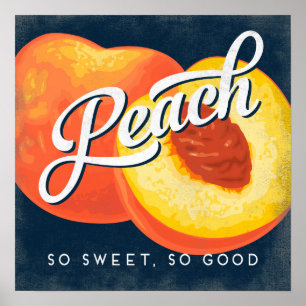 Peach Vintage Fruit Label Poster