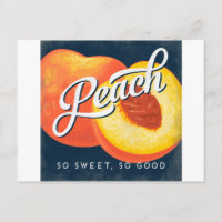 Peach Vintage Fruit Label Retro