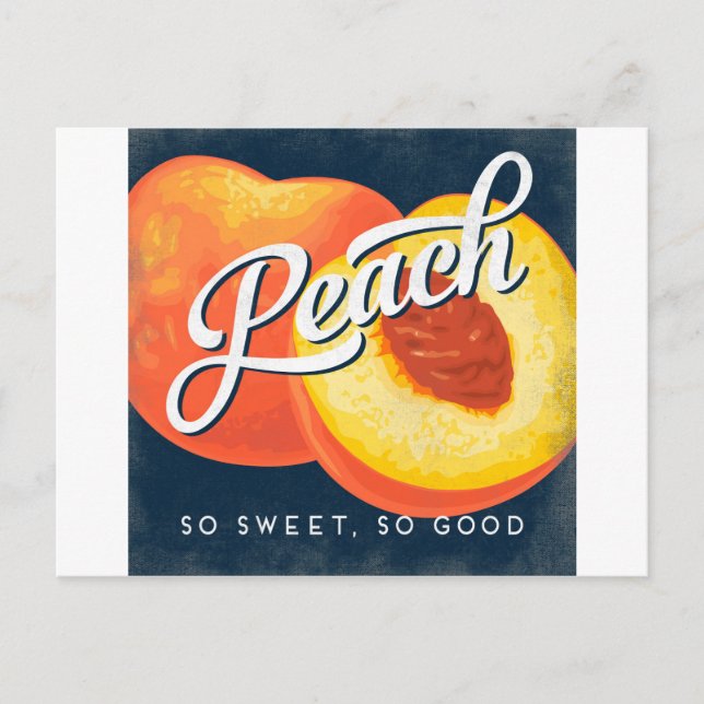 Peach Vintage Fruit Label Retro Postcard (Front)
