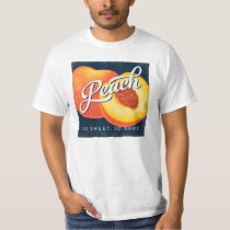 Peach Vintage Fruit Label Retro