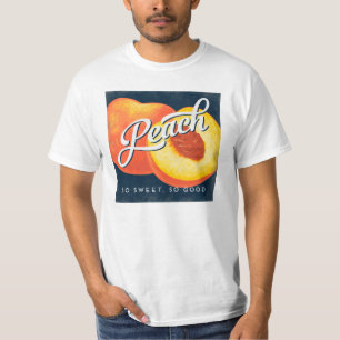 Peach Vintage Fruit Label Retro T-Shirt