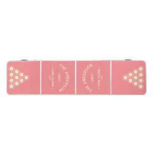 Peach Vintage Seaside Family Name Beer Pong Table