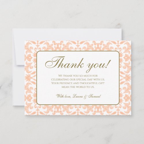 Peach Vintage Style Wedding Thank You Cards