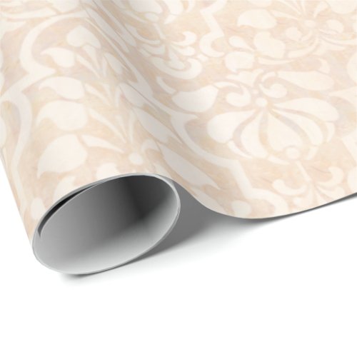 Peach Vintage Victorian Damask Seamless Pattern  Wrapping Paper