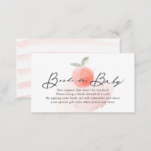 Peach Watercolor Baby Shower Book Request Enclosure Card