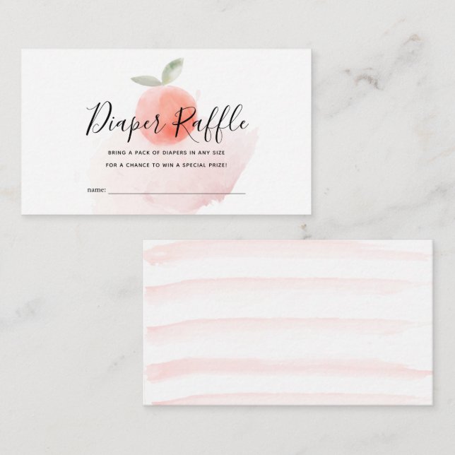 Peach Watercolor Baby Shower Diaper Raffle Enclosure Card (Front/Back)