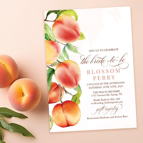 Peach Watercolor Bridal Shower  Invitation