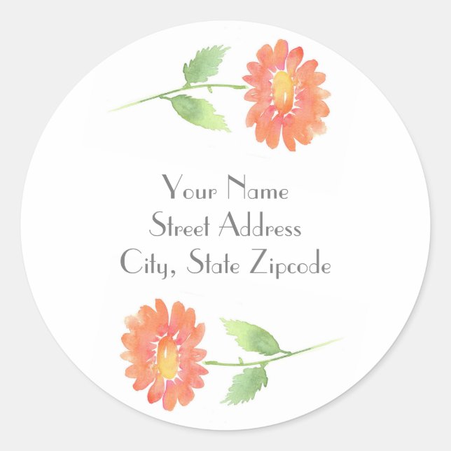 Peach Watercolor Daisy Labels (Front)