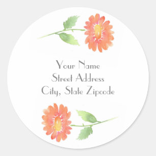 Peach Watercolor Daisy Labels