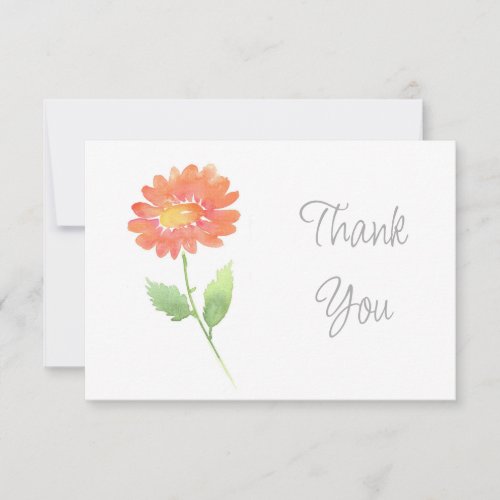 Peach Watercolor Daisy Thank You Card