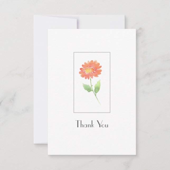 Peach Watercolor Daisy Thank You Card (Front)