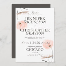 Peach Watercolor Dandelion Wedding Invitation