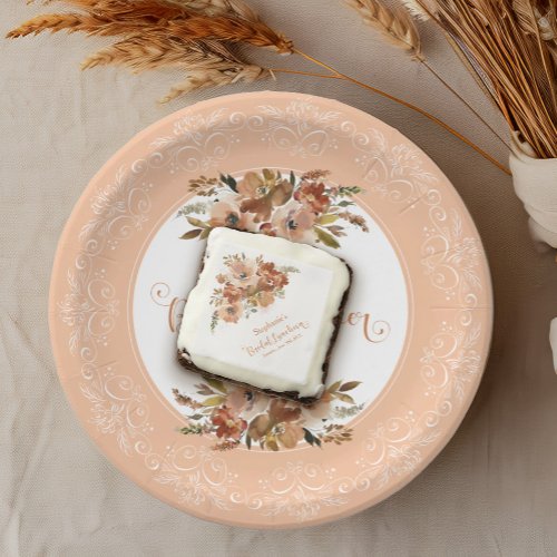 Peach Watercolor Floral Bridal Luncheon  Brownie