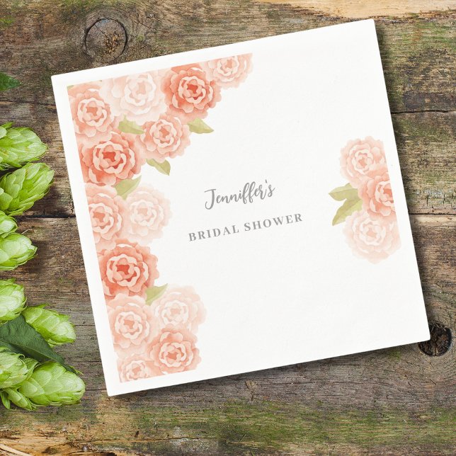 PEACH WATERCOLOR FLORAL BRIDAL SHOWER NAPKINS (Creator Uploaded)