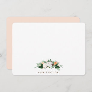 Peach Watercolor Floral Personalized Stationery Note Card