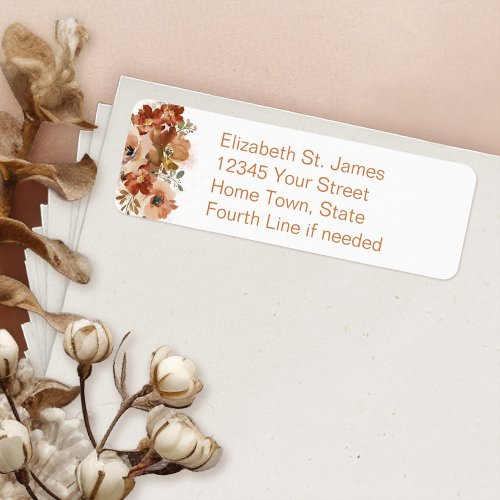 Peach Watercolor Floral Return Address Label