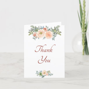 Peach watercolor floral thank you card
