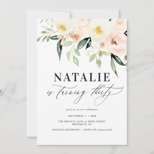 Peach watercolor floral thirtieth birthday party
