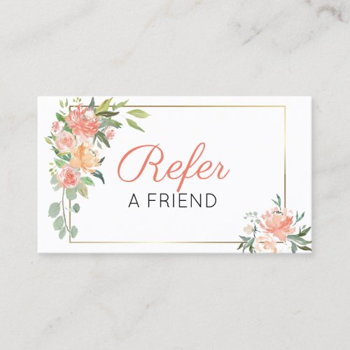 Peach Watercolor Flowers Referral Card