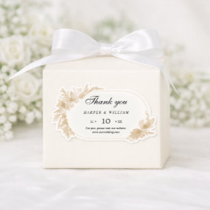 Peach watercolor flowers thank you wedding sticker