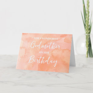 Peach Watercolor Godmother Birthday  Card