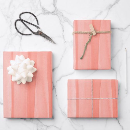 Peach Watercolor Lines Pattern Wrapping Paper Sheets
