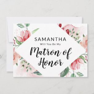 Peach Watercolor Matron of Honor Proposal Card