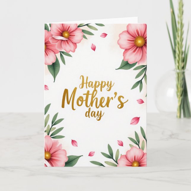 Peach Watercolor Moms Day Card (Front)