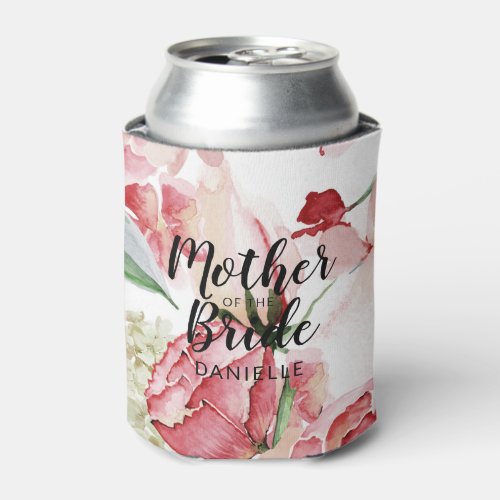 Peach Watercolor Mother of the Bride Monogrammed Can Cooler