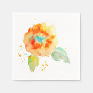 Peach Watercolor Poppy Napkins