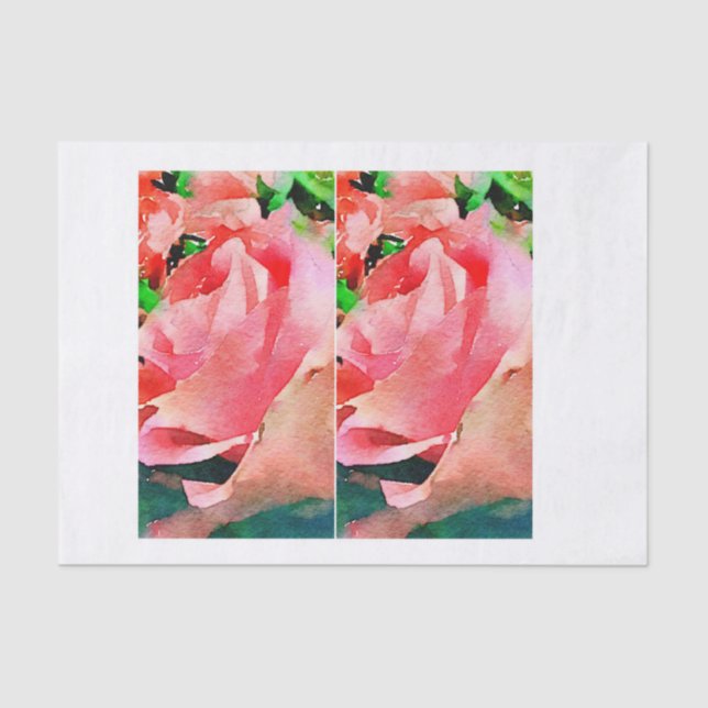 Peach watercolor rose Bottle decoupage mixed media Tissue Paper (Front)