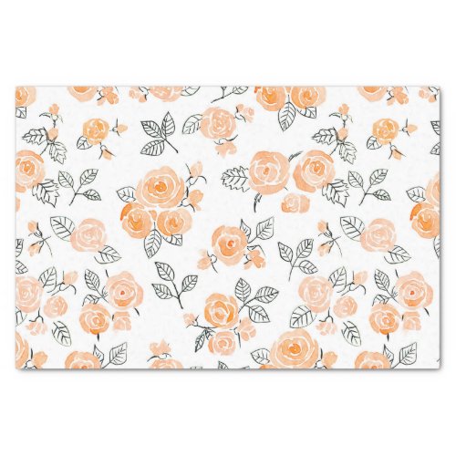 Peach watercolor roses pattern tissue paper