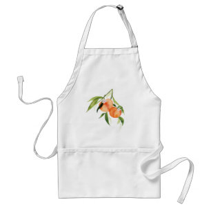 Peach watercolor summer fruit adult apron