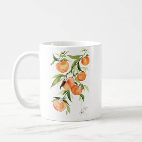 Peach watercolor summer fruit coffee mug