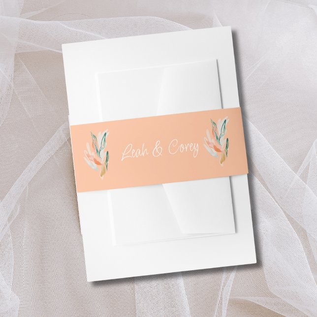 Peach Watercolor Wedding Belly Band (Creator Uploaded)