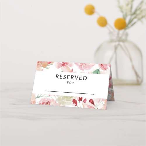 Peach Watercolor Wedding Reception Reserved Table Place Card