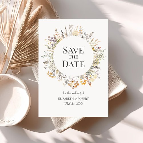 Peach Watercolor Wildflowers Save The Date  Invitation