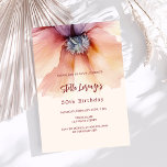 Peach watercolored floral luxury birthday invitation