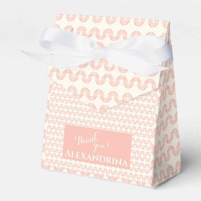Peach Wave Pattern-Twinkle, Twinkle Little Twins Favor Boxes (Front Side)