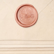 Peach Wax Seal Modern Monogram